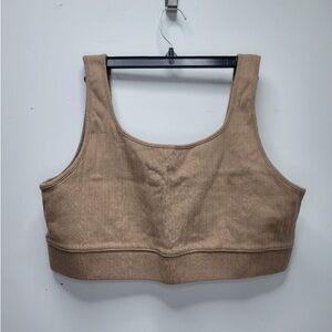 AE Super Cropped Pointelle Tank Top Brown Beige XXL